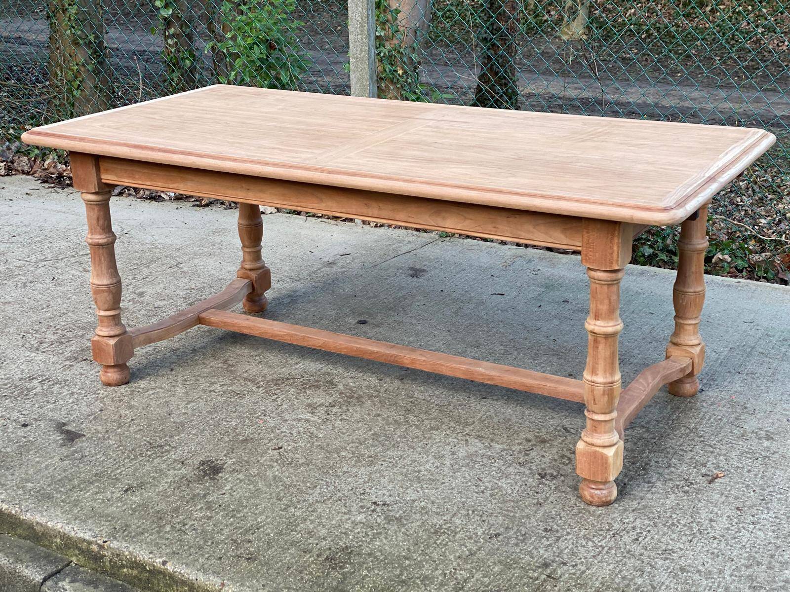 Renovated extendable farmhouse table in solid raw cherry wood 265cm