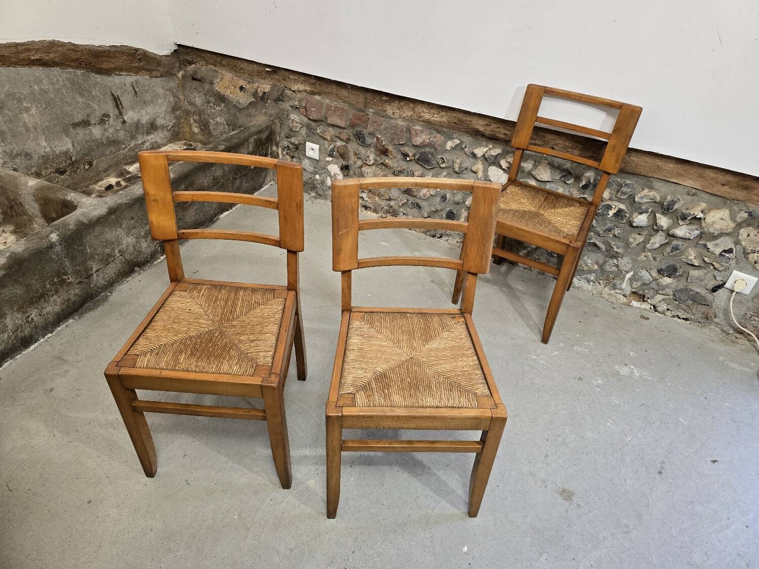 3 Pierre Cruège style chairs 1940-1950