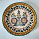 HB Quimper plate, Camaïeu model, green and saffron floral decoration