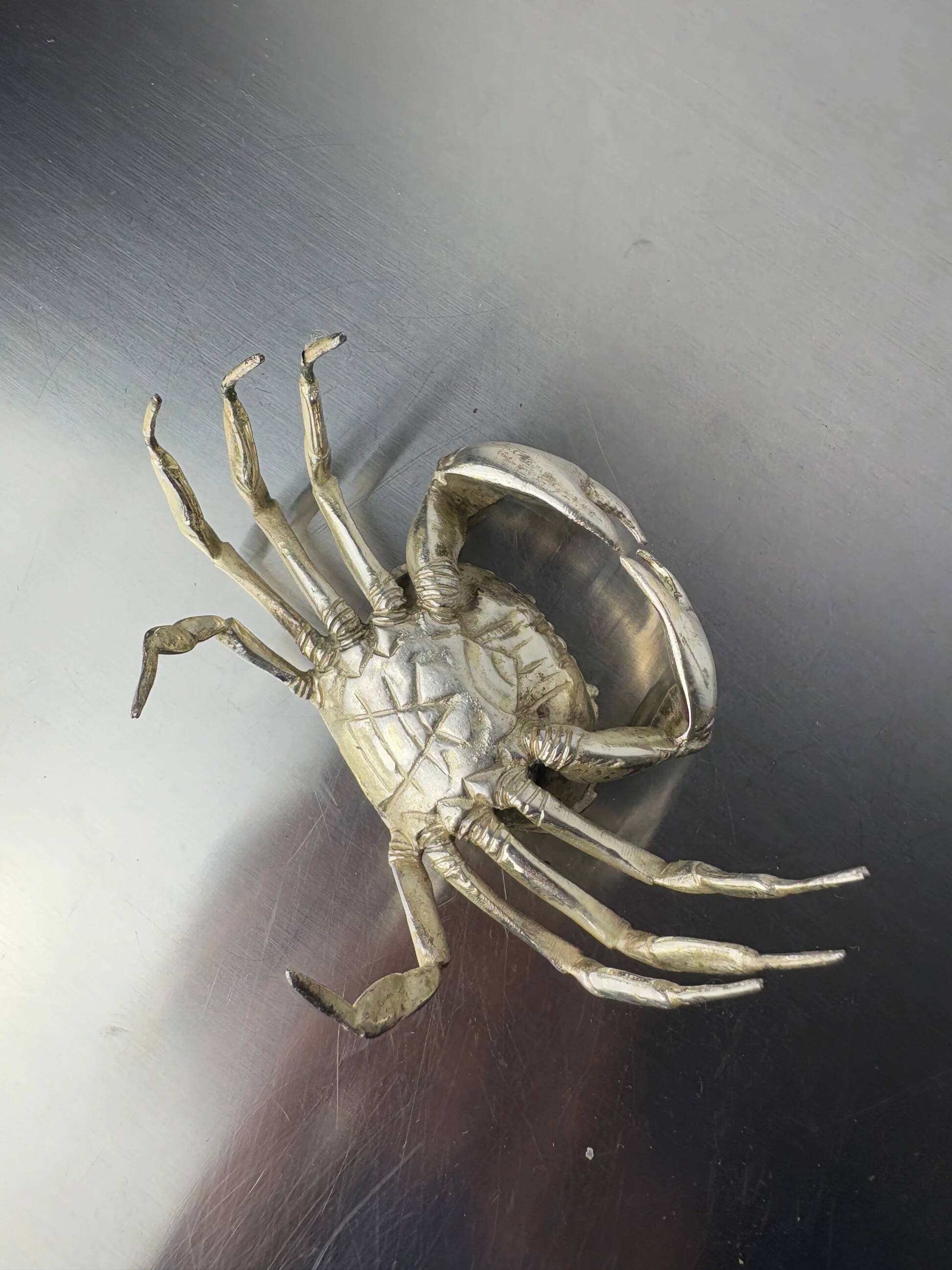 Crab jewellery box, silver plated & alpaca, Spain, 1950s