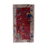 Ancient chinese art deco handmade carpet 64cm x 121cm 1920s