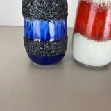 Set of Four Vintage Pottery Fat Lava Vases Made by Scheurich, Germany, 1970s