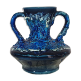 Blue and black Vallauris vase - sea foam