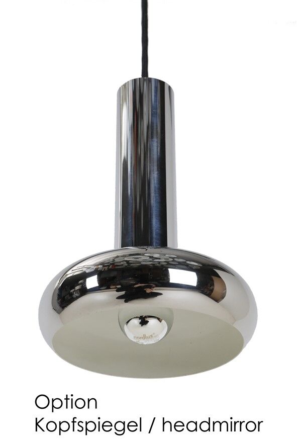 Space Age chrome pendant lamps / Mid-century modern design / 1960s / 1970s / Set of 2