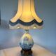 Blue earthenware lamp from the grand feu, bronze and lampshade, 19th century.