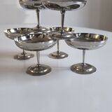 Set of 6 chrome-plated metal ice cream cups