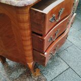 Commode ancienne en bois et marbre style Louis XV