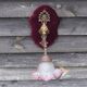 Art Nouveau Wall Sconce: French Metal, Opaline Rose Shade, C1950s