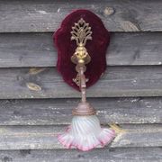 Art Nouveau Wall Sconce: French Metal, Opaline Rose Shade, C1950s