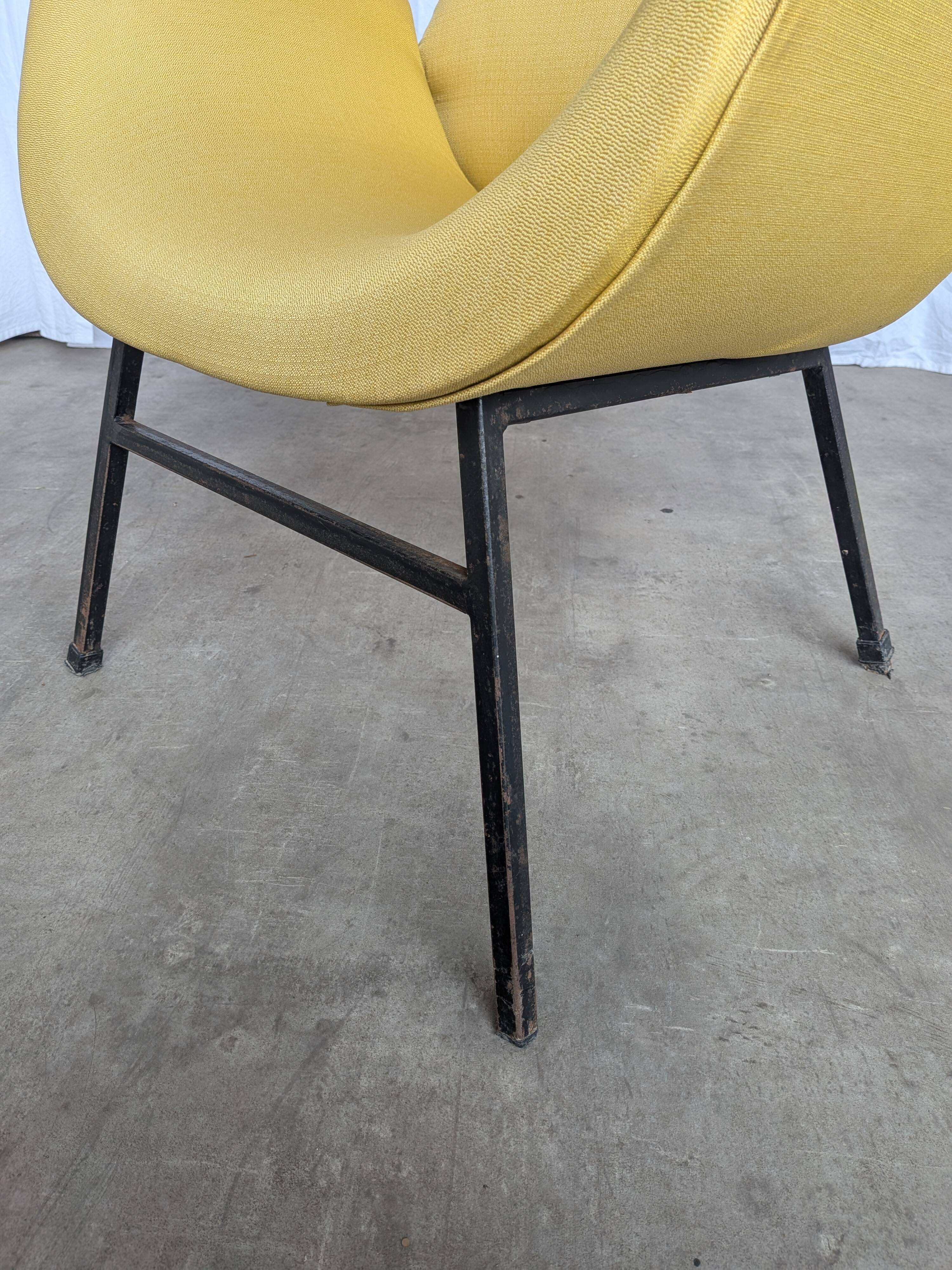 Vintage Mid-Century Modern Yellow Fabric Armchair - Alvin Lustig Style