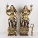 Antique wooden lacquered angel-shaped candlesticks, 18th century.