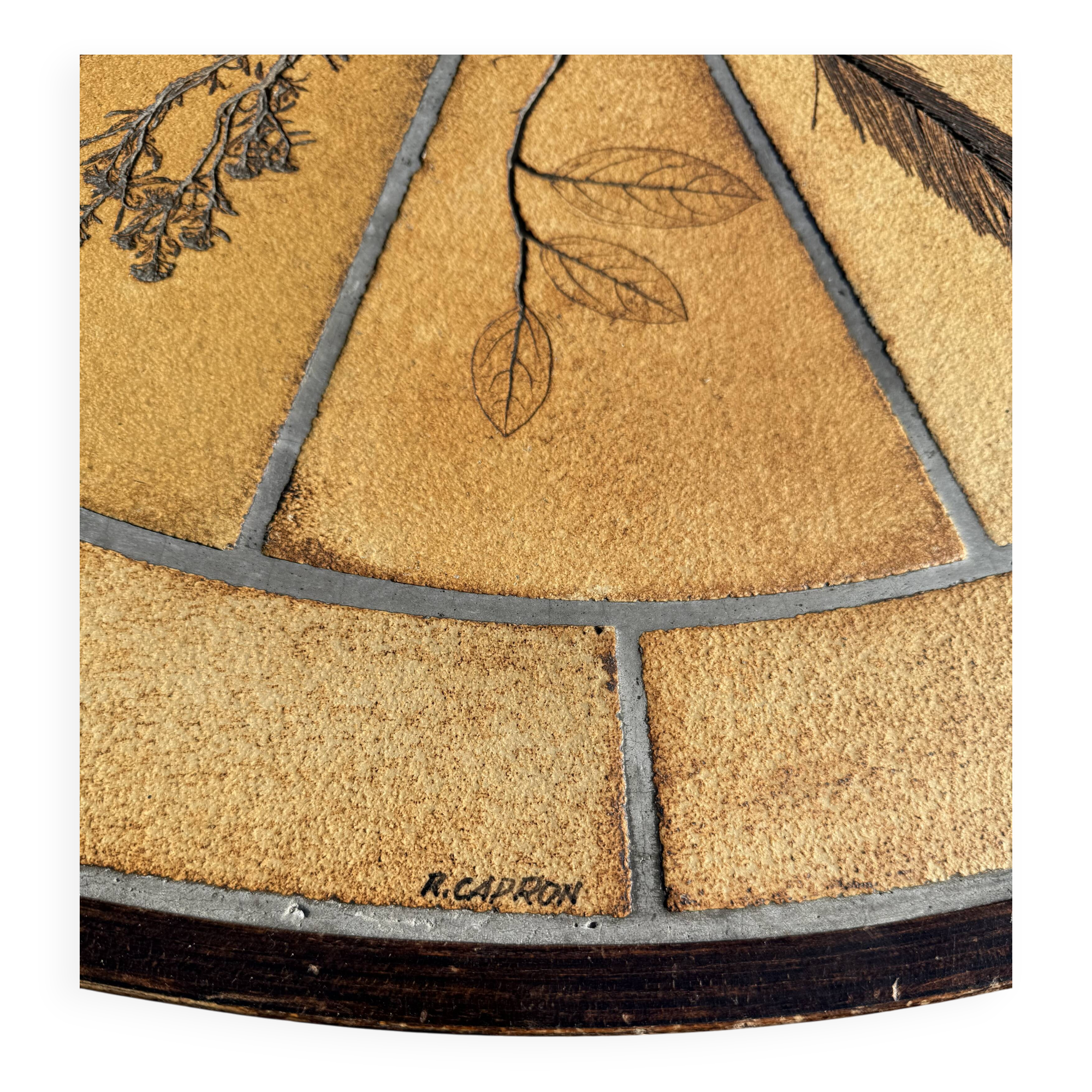 Oval coffee table Roger Capron model Herbier