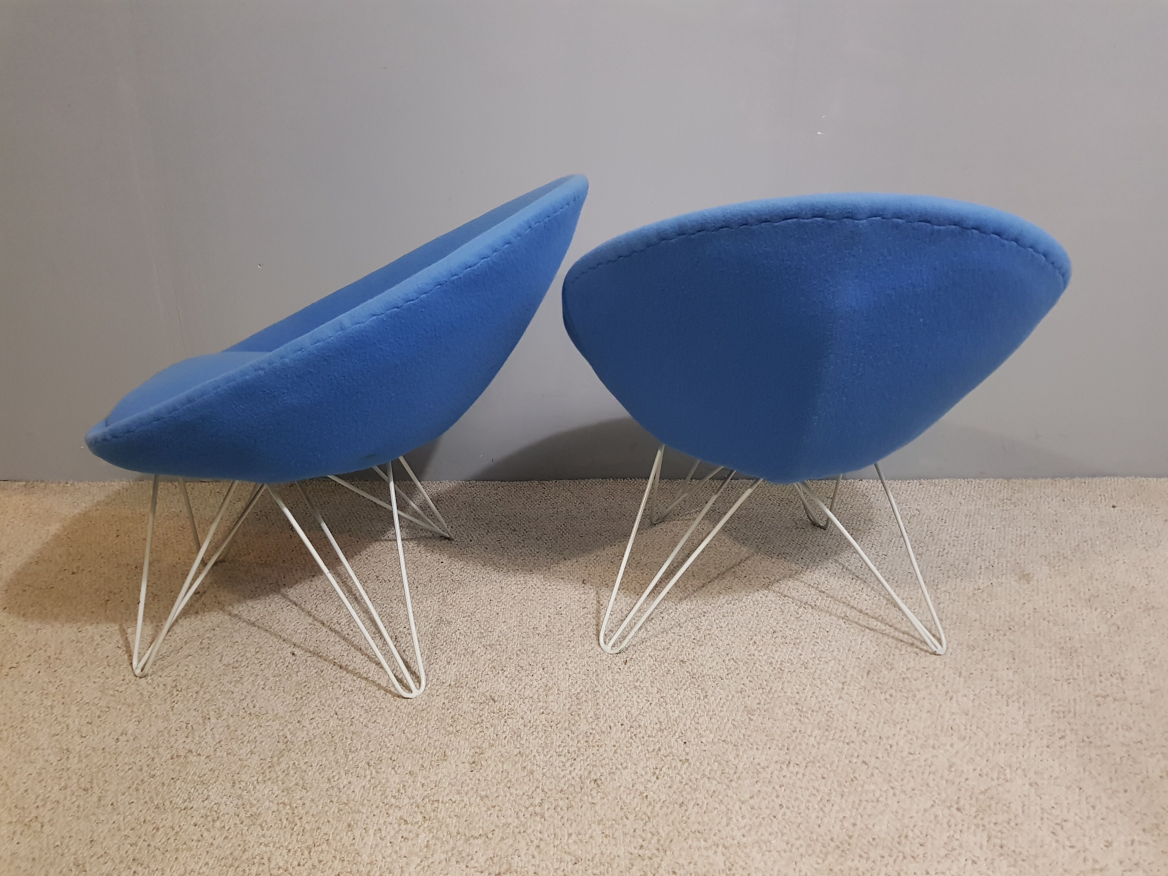 Pair of Italian blue low chairs 1950