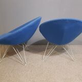 Paire de fauteuils bas bleus italien 1950