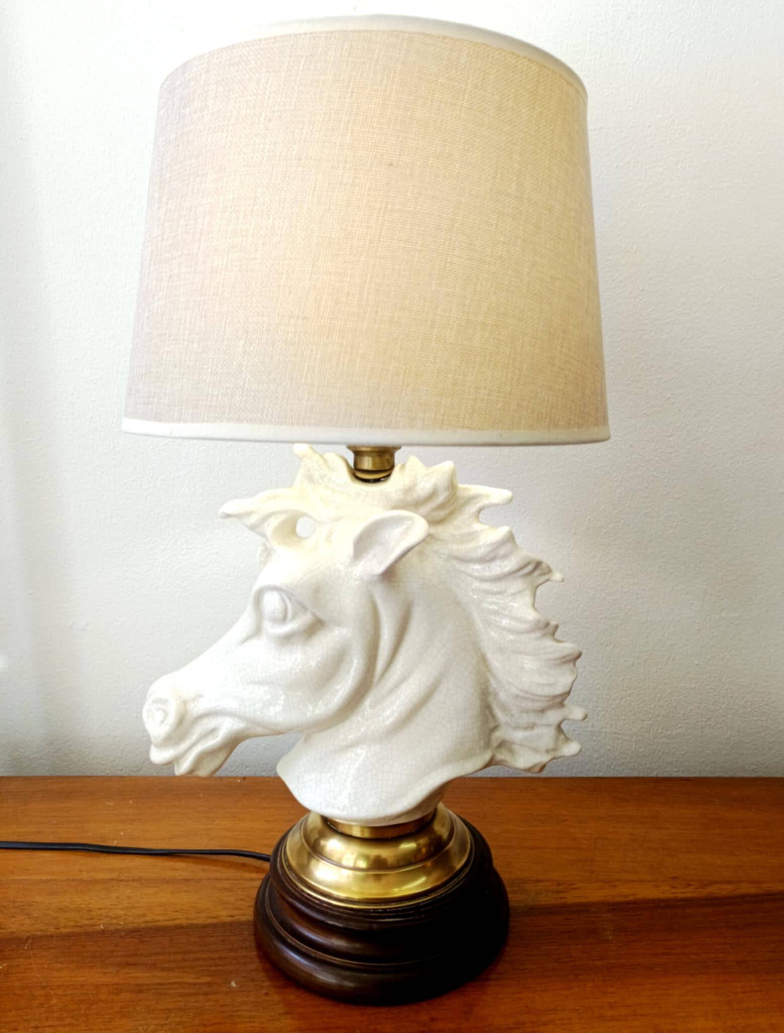 Art Deco crackled ceramic horse lamp