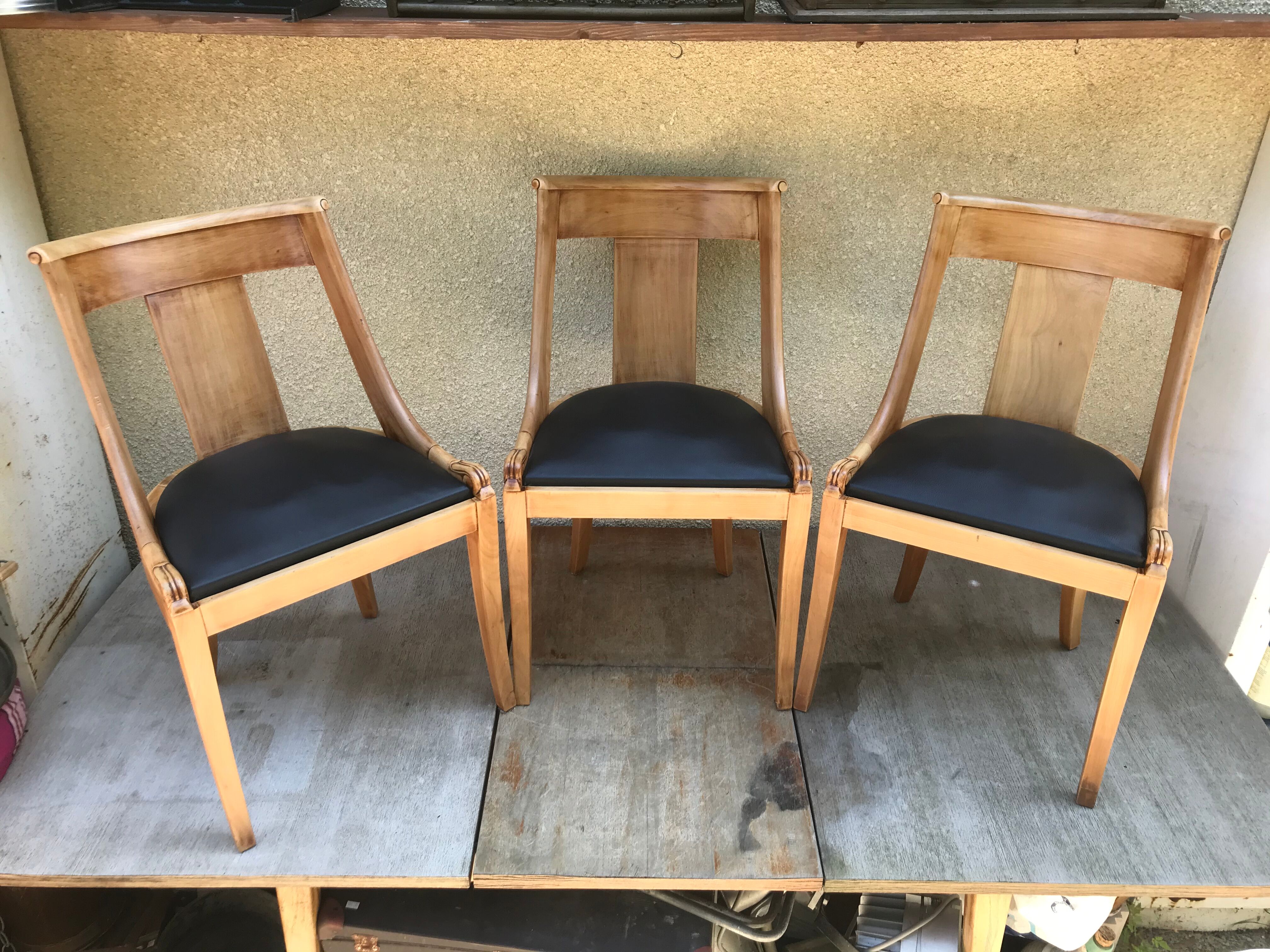 Set of 3 chairs gondoles art deco