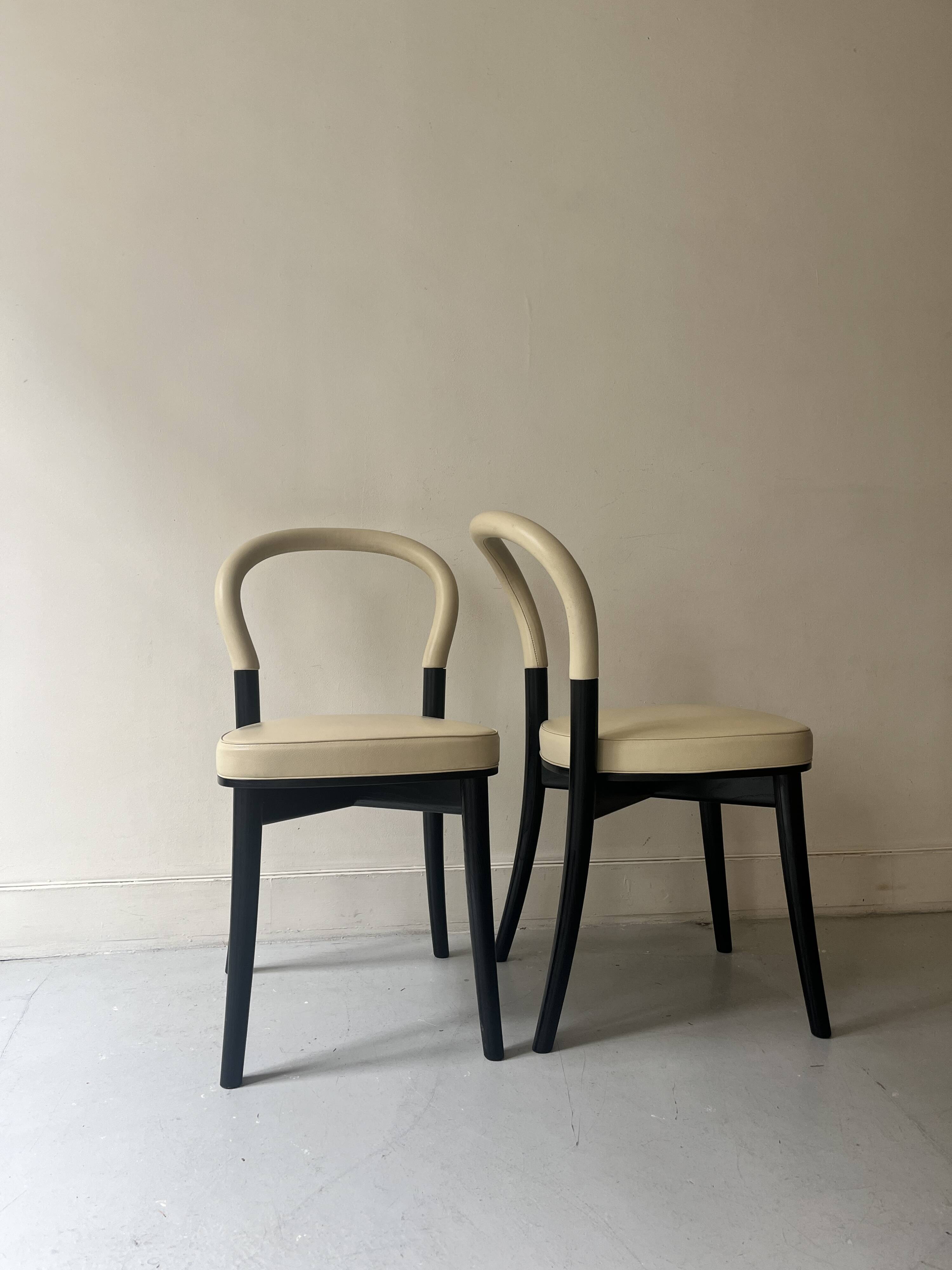 "Goteborg" ash and beige leather chairs by Gunnar Asplund for cassina