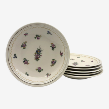 6 assiettes creuses, style écuelle « A.Lanternier & Cie » Limoges