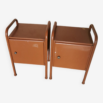 Pair of boarding school bedside tables