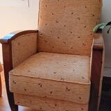 Ensemble de 3 canapés + grand tapis | Bois + tissu rembourré