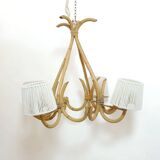 4-light rattan and rope pendant light, 1960-1970.