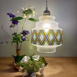 Vintage stained glass globe pendant light