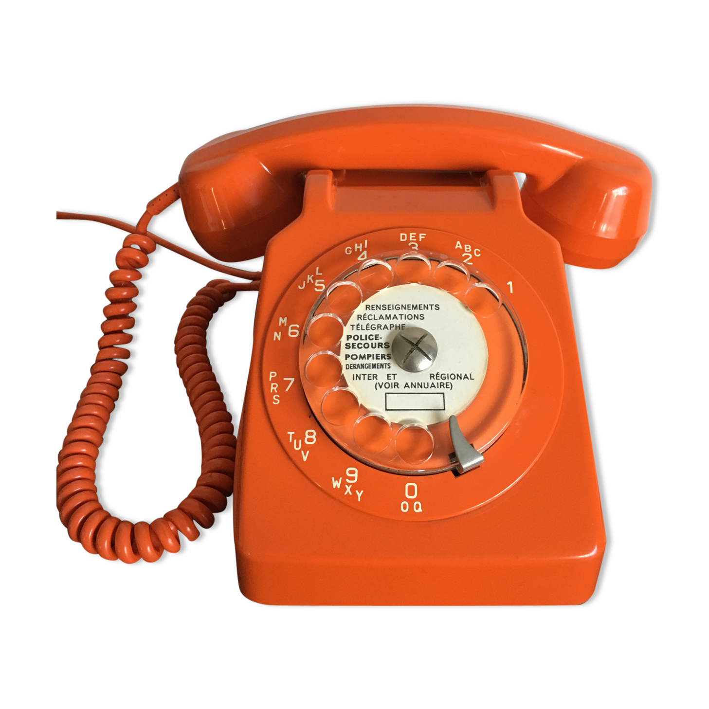 S63 orange vintage rotary phone