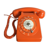 S63 orange vintage rotary phone
