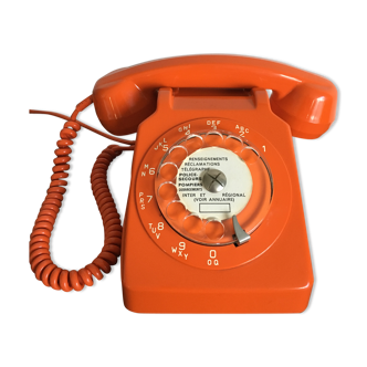 Téléphone à cadran vintage s63 orange