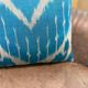Vintage Silk Ikat Square Cushion Cover, Sky Blue White Arch Medallion 16x16