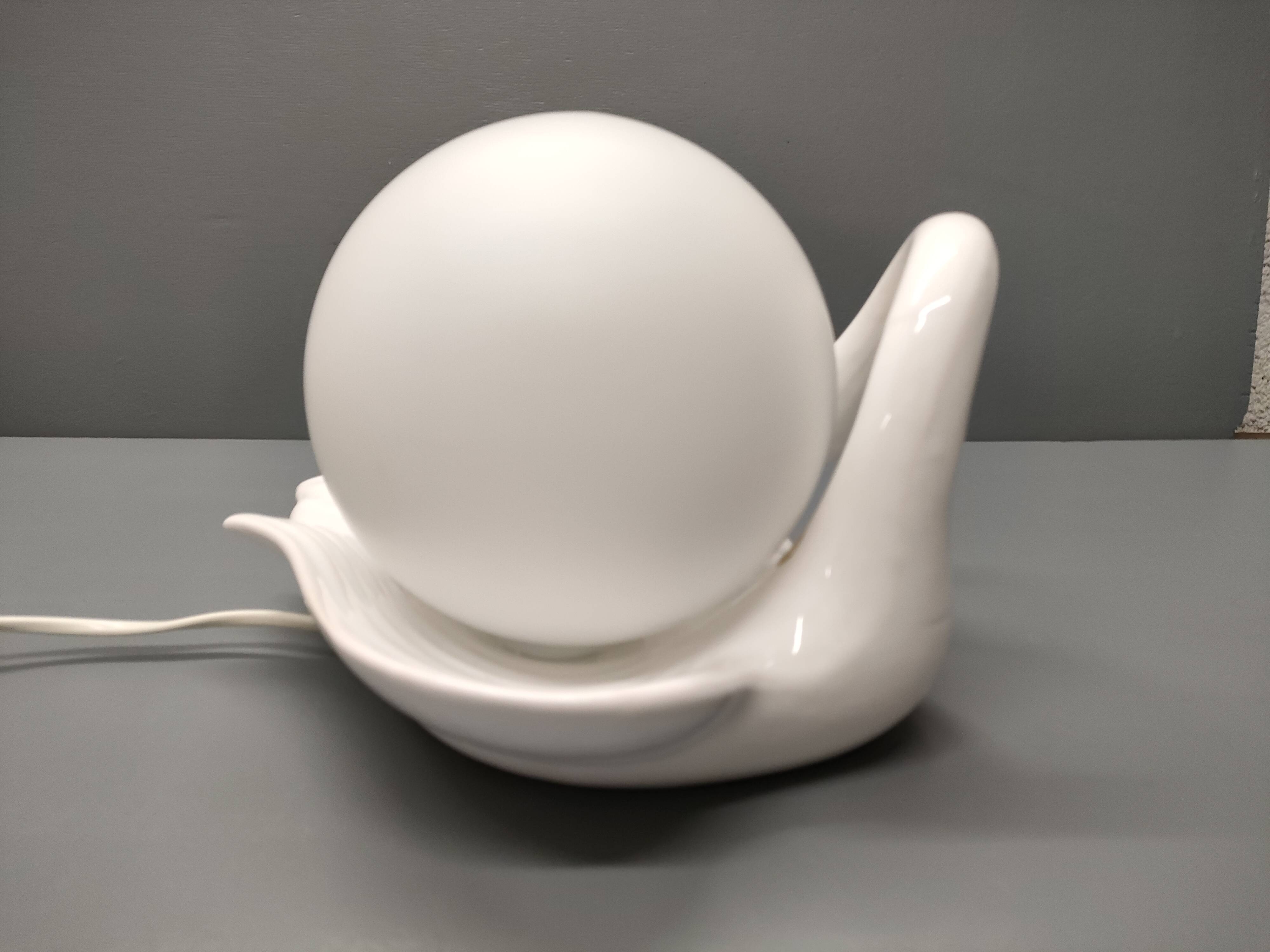 Ceramic swan lamp - Delfts Wit - 70s/80s - Netherlands