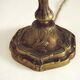 Bronze French Antique Art Nouveau 3-Light Candelabra Lamp Pleated Shade