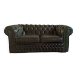 Green leather Chesterfield sofa