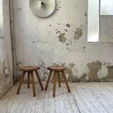 Pine stools with curved seat from the 50s