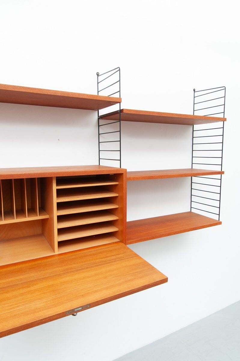 String teak wall shelf by Kajsa & Nisse Strinning, 1950s