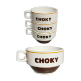 Set of 4 Choky chocolate cup, ceramic vintage pub