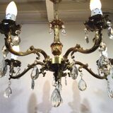 5-light chandelier in bronze and pendants