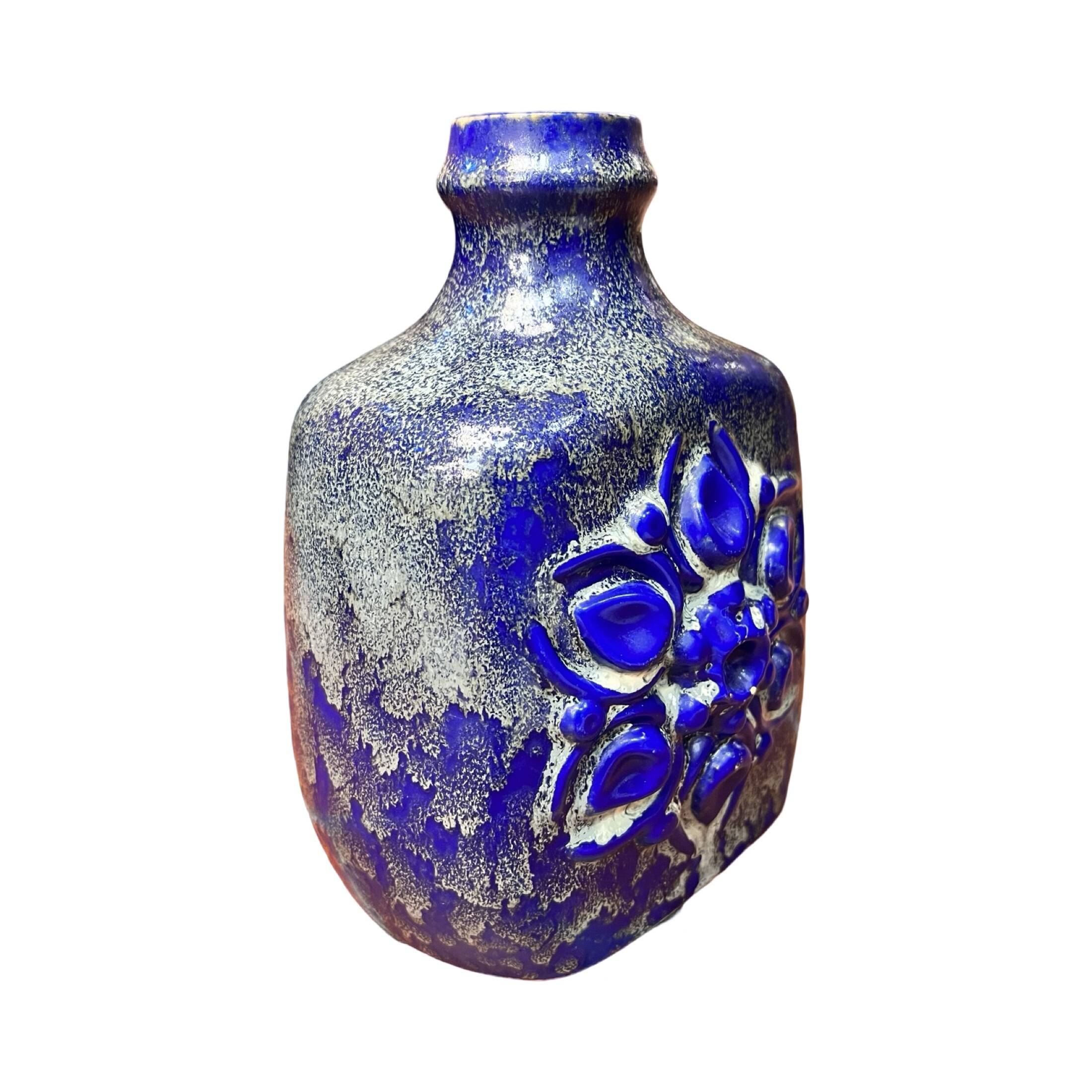 Cobalt blue, large, ceramic vase Strehla Keramik, Germany 1960s