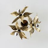 Large Floral Hollywood Regency Flush Lamp by Willy Daro for Massive