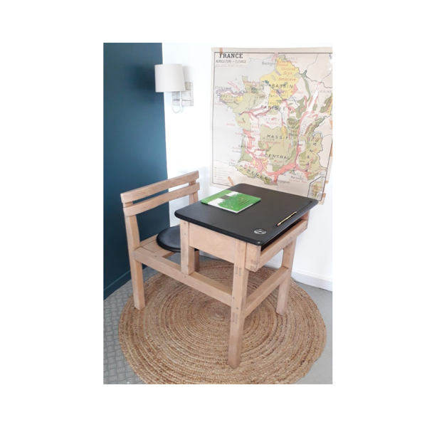 Bureau enfant noir et naturel