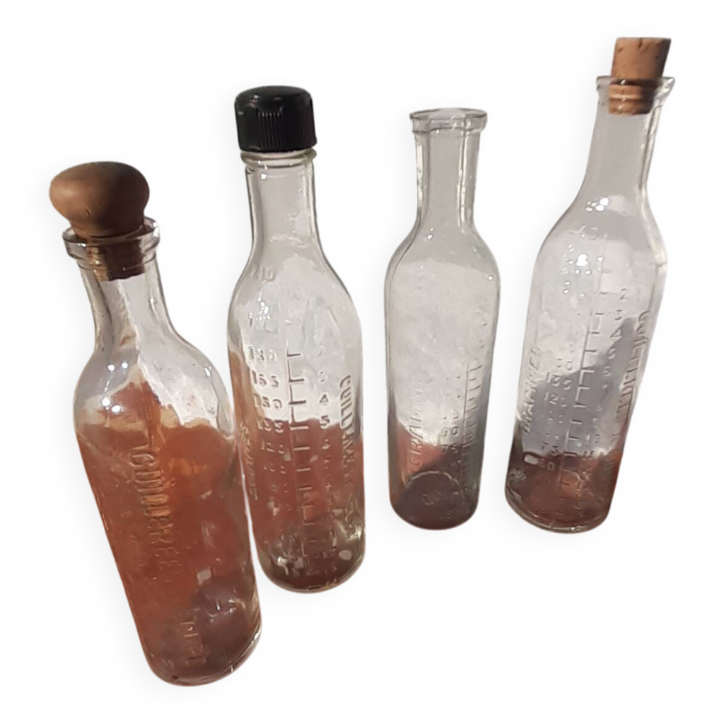 Lot De 4 Flacons De Rangement En Verre Borosilicaté 1000ml - Gradués, Transparents - Marque Uxcell