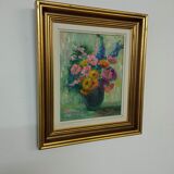 Oil on canvas bouquet of flowers signed