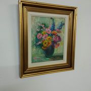 Huile sur toile bouquet de fleurs signé