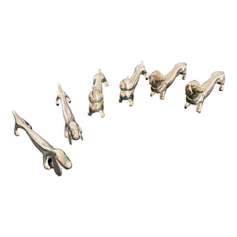 6 knife holders shape dog and cat metal