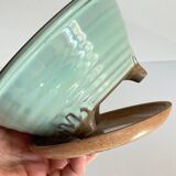 Vintage ceramic tripod pot and saucer