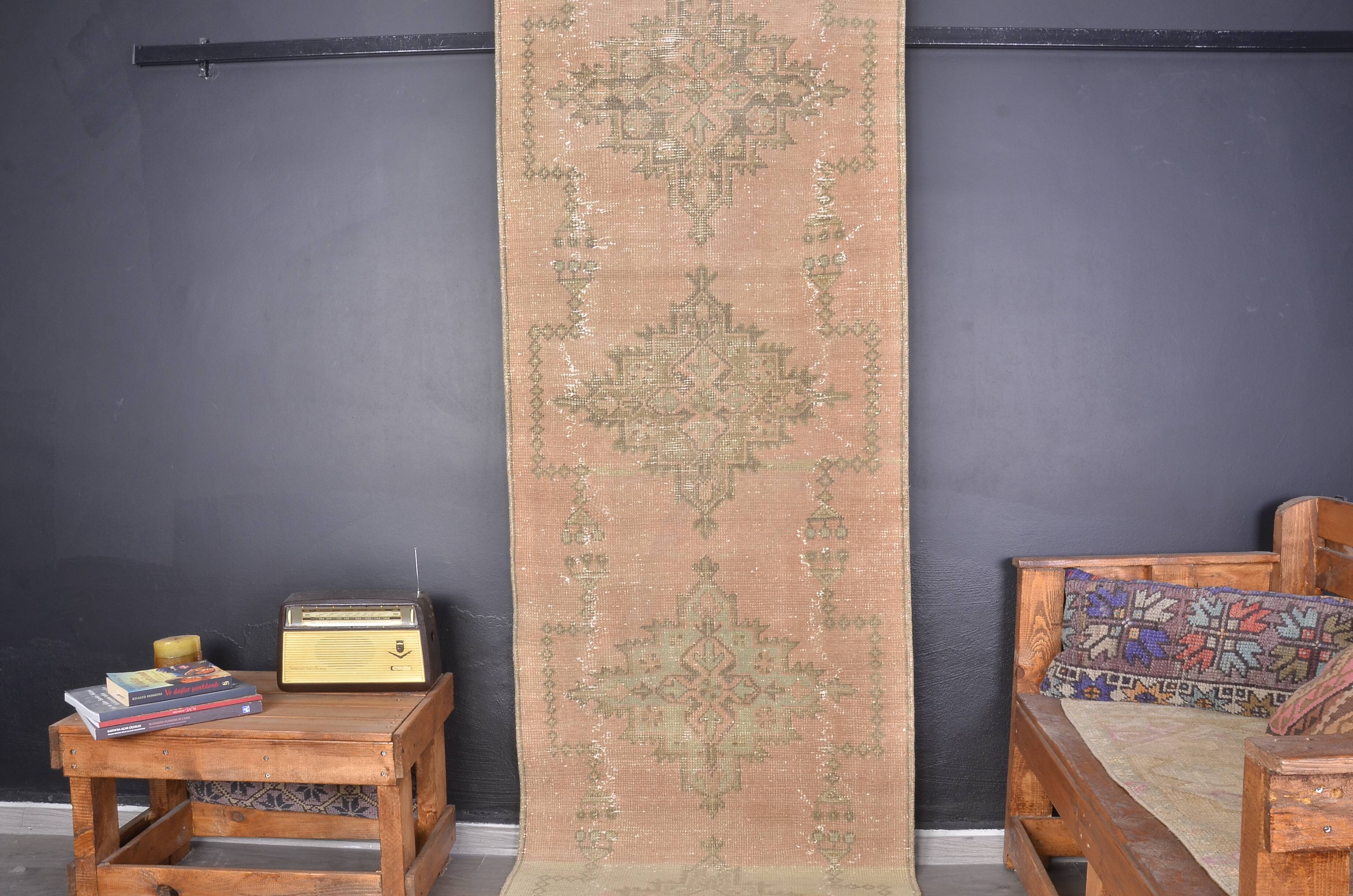 Vintage Handknotted Hallway Runner Rug