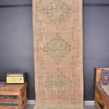 Vintage Handknotted Hallway Runner Rug