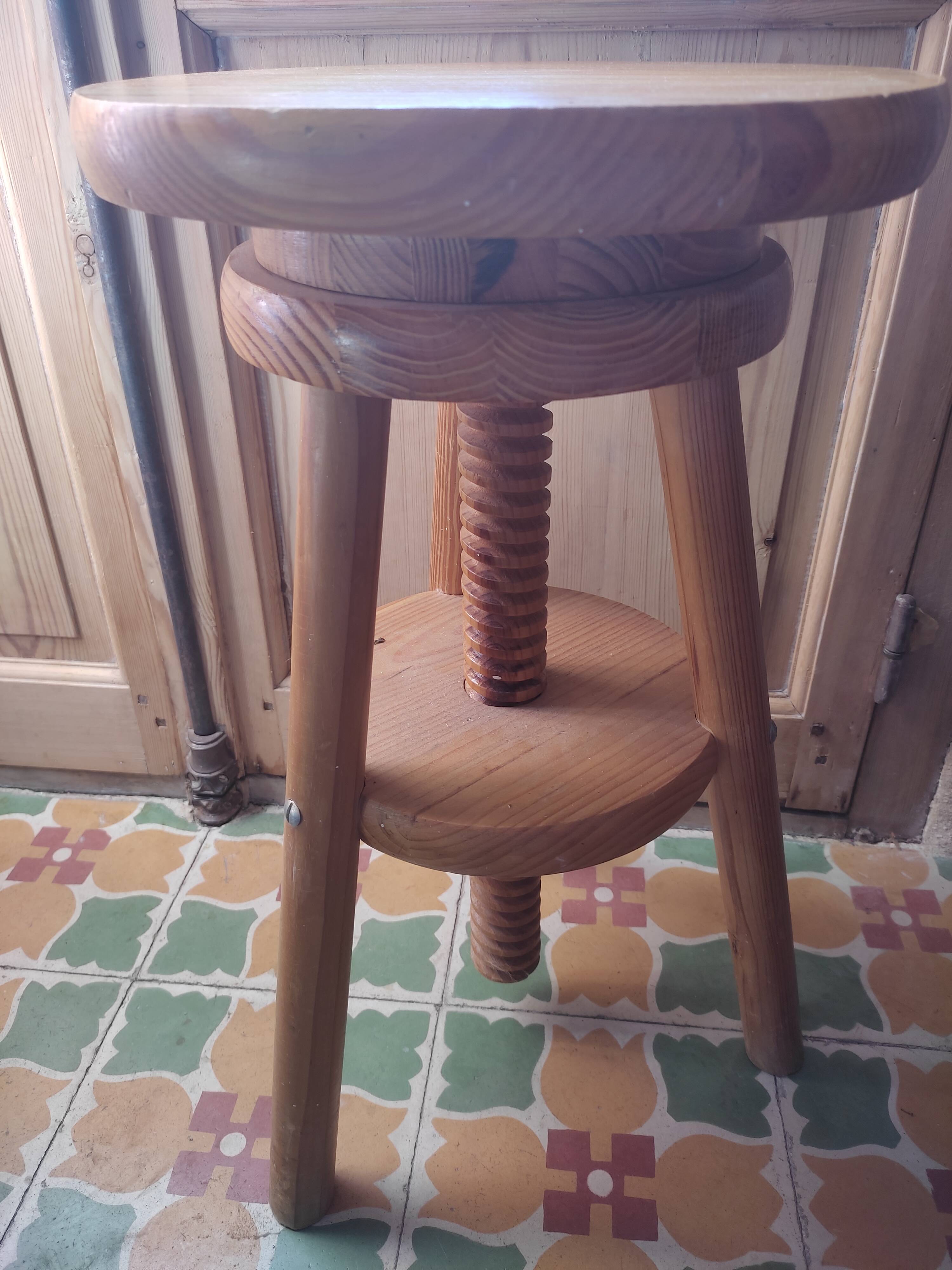 Adjustable wooden stool