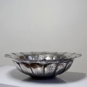 Large basin, bowl, Olri Italy vintage 1950s silver plated hammered.
