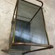 Vintage 70s serving trolley in gold metal and smoked glass